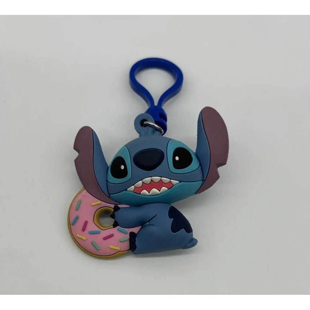 Monogram Disney Lilo and Stitch Series 4 Stitch Holding Donut‎ Bag Clip Keychain